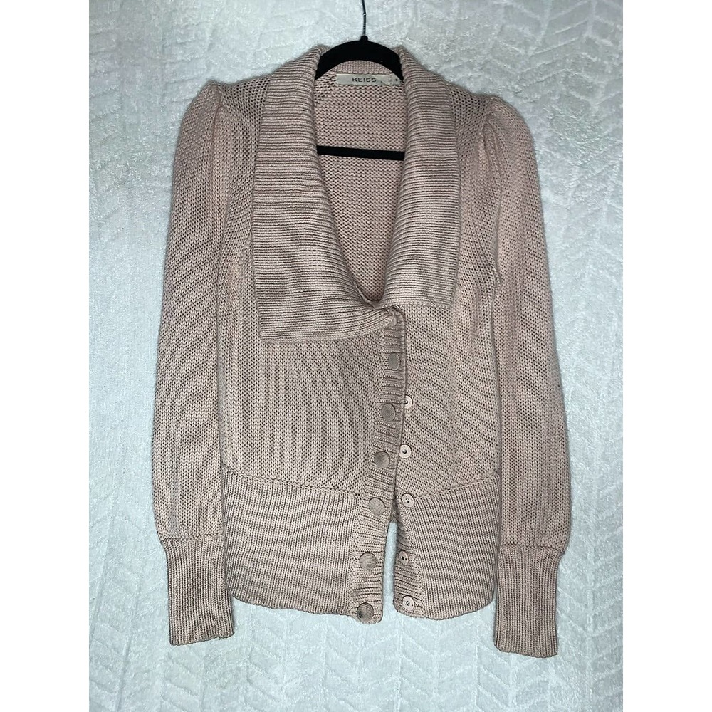 Reiss Knit Wool Sweater Asymmetrical Snap Button